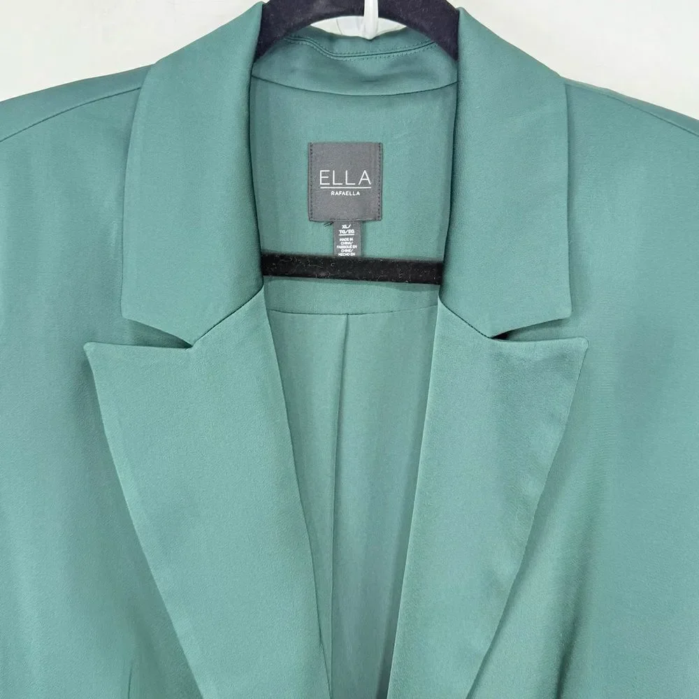Ella Dark Green Satiny Single Button Career Holiday Casual Blazer